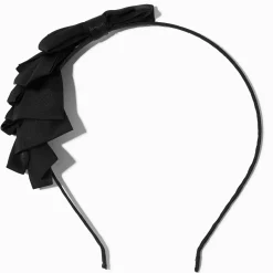 Black Skinny Silky Bow Headband