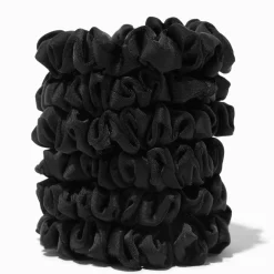 Black Skinny Silky Hair Scrunchies - 6 Pack