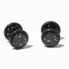 Black Splatter Button Faux Ear Plug Earrings