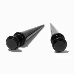 Black Stainless Steel Faux Taper Earrings