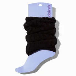 Black Sweater-Knit Leg Warmers