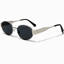 Black Tortoiseshell Oval Metal Sunglasses