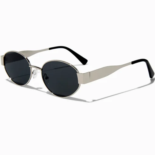 Black Tortoiseshell Oval Metal Sunglasses