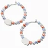 Blue & Orange Beaded Cloud Hoop Earrings