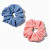 Blue & Pink Ribbed Hair Scrunchies - 2 Pack