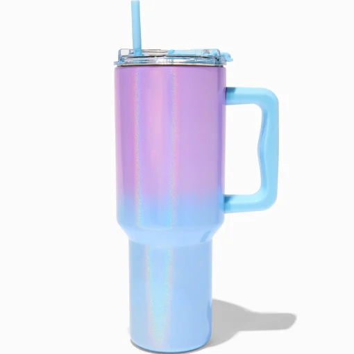 Blue & Purple Ombré Stainless Steel Handled Tumbler