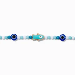 Blue Beaded Fish Choker Necklace