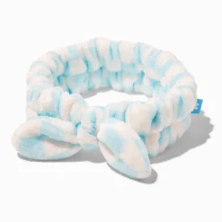 Blue Checkered Furry Makeup Bow Headwrap