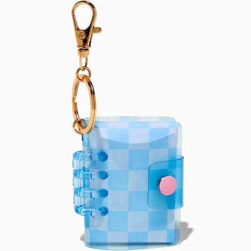 Blue Checkered Mini Diary Keychain