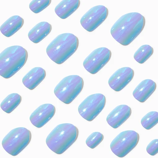 Blue Chrome Stiletto Press On Faux Nail Set - 24 Pack