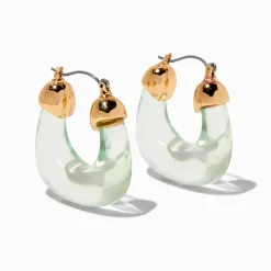 Blue Clear Acrylic Gold-tone Hoop Earrings