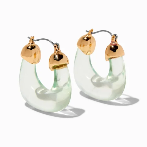 Blue Clear Acrylic Gold-tone Hoop Earrings