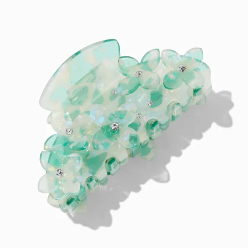 Blue Crystal Flower Hair Claw