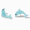 Blue Glitter Dolphin Stud Earrings