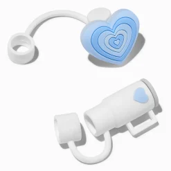 Blue Heart & White Cup Straw Covers - 2 Pack