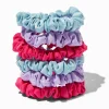 Blue, Lilac, & Hot Pink Skinny Silky Hair Scrunchies - 6 Pack