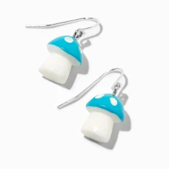 Blue Mushroom Drop Earrings