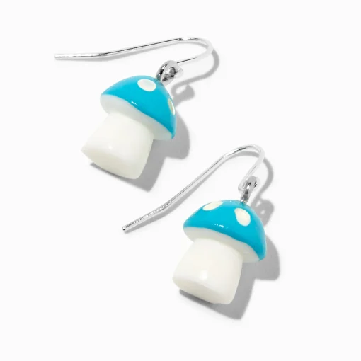 Blue Mushroom Drop Earrings