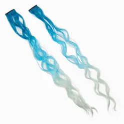 Blue Ombré Curly Faux Hair Clip In Extensions - 2 Pack