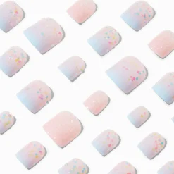 Blue Ombré Glitter Square Press On Vegan Faux Nail Set - 24 Pack