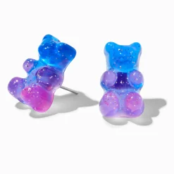 Blue Ombré Glow In The Dark Gummy Bears® Stud Earrings