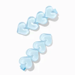 Blue Puffy Heart Hair Clips - 2 Pack
