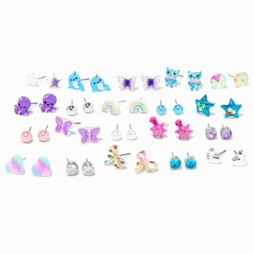 Blue Sea Life Mixed Stud Earrings - 20 Pack