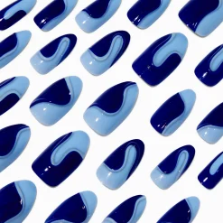 Blue Swirl Stiletto Vegan Faux Nail Set - 24 Pack