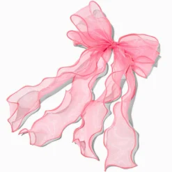 Blush Pink Fairy Long Tail Hair Bow Clip