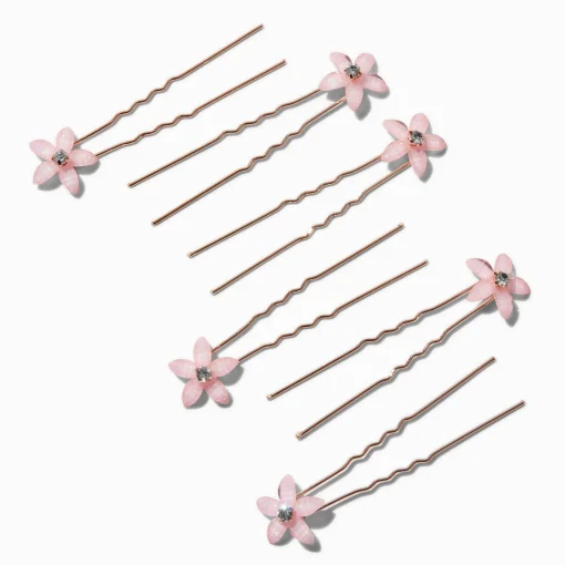 Blush Pink Floral Hair Pins - 6 Pack