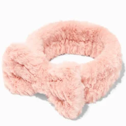 Blush Pink Furry Makeup Bow Headwrap