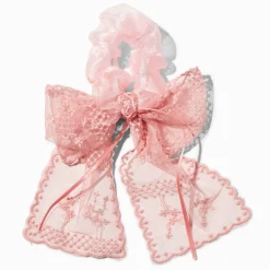 Blush Pink Lace Bow Hair Scrunchie