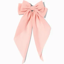 Blush Pink Long Tail Hair Bow Clip