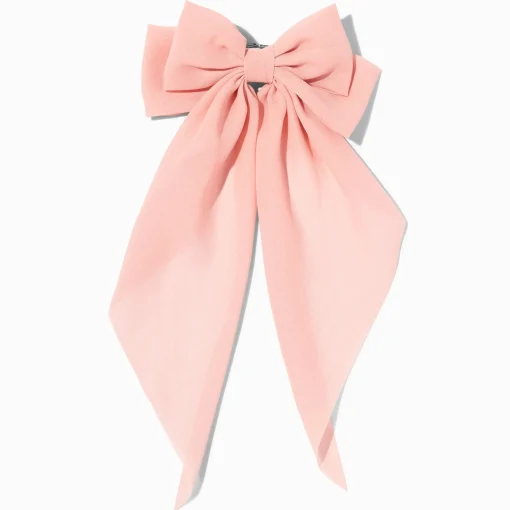 Blush Pink Long Tail Hair Bow Clip