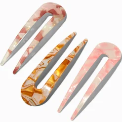Blush Pink Marble U-Shaped Hair Pins - 3 Pack