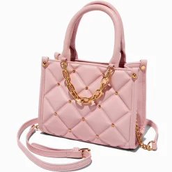 Blush Pink Quilted Crossbody Bag