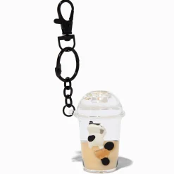 Boba Tea Water-Filled Glitter Keychain