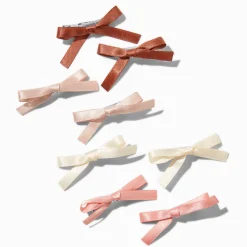 Boho Mini Hair Bow Clips - 8 Pack