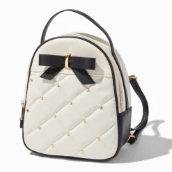 Bow & White Quilted Coquette Small Backpack