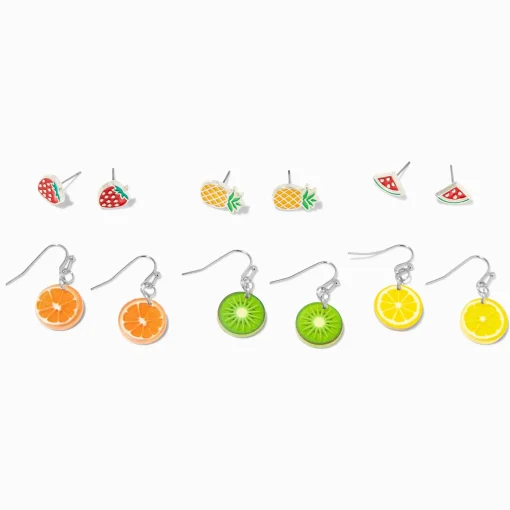 Bright Fruit Earrings Set - 6 Pack
