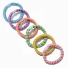 Bright Rainbow Beaded Hair Ties - 6 Pack