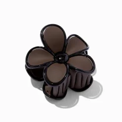 Brown & Black Lined Flower Hair Claw