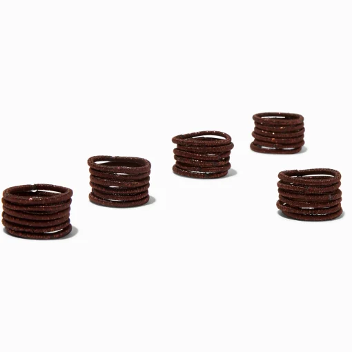 Brown Lurex Small Hair Ties - 30 Pack