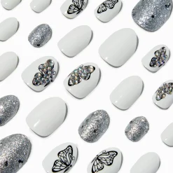 Butterfly Bling Stiletto Press On Vegan Faux Nail Set - 24 Pack