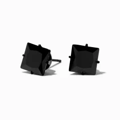 C LUXE by Claire's Black Titanium Cubic Zirconia Square Stud Earrings