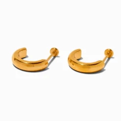 C LUXE by Claire's Gold-tone Titanium Flatback Hoop Earrings