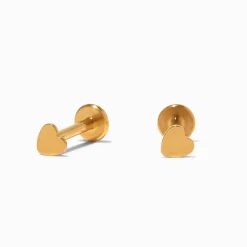 C LUXE by Claire's Gold-tone Titanium Micro Heart Flat Back Stud Earrings