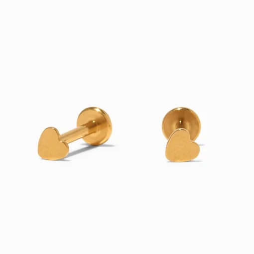 C LUXE by Claire's Gold-tone Titanium Micro Heart Flat Back Stud Earrings