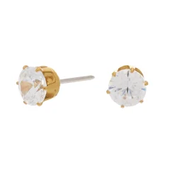C LUXE by Claire's Gold-tone Titanium Cubic Zirconia 5mm Round Stud Earrings