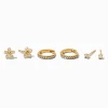 C LUXE by Claire's 18k Yellow Gold Plated Cubic Zirconia Flower Studs & Hoop Earrings - 3 Pack